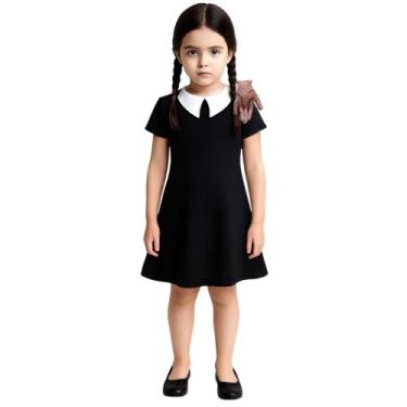 Imagem de Fantasia Infantil Vestido Menina Wandinha + Mãozinha - Genérica, Preto