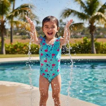 Imagem de Maiô Menina Infantil Babadinho Proteção Solar Uv50 Moda Praia Piscina 