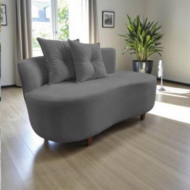 Imagem de Namoradeira Sofá Feijão Suria Orgânica Couro Cinza - Mansão Decor
