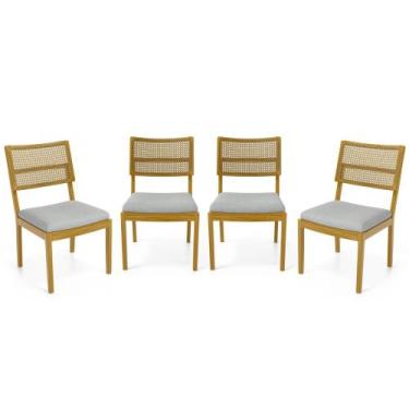 Imagem de Kit Com 4 Cadeiras Milena Madeira Maciça Assentos Estofados Encostos D