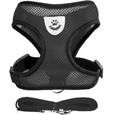 Imagem de Coleira Peitoral Anti Puxão c/Guia Tam M | Adestramento e Conforto para Filhotes, Shi Tzu e Raças Pequenas/Médias | Passeio Sem Estresse e Puxões (Preto)