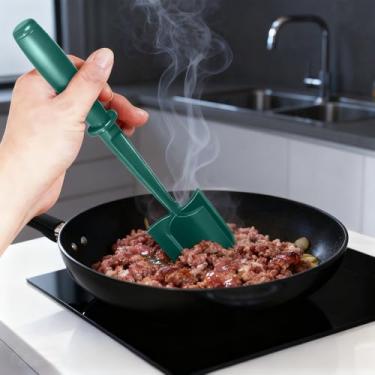 Imagem de Espremedor de batatas para carne moída e batatas nylon antiaderente ferramenta de triturador de cozinha resistente ao calor e esmagador com alça ergonômica (verde)