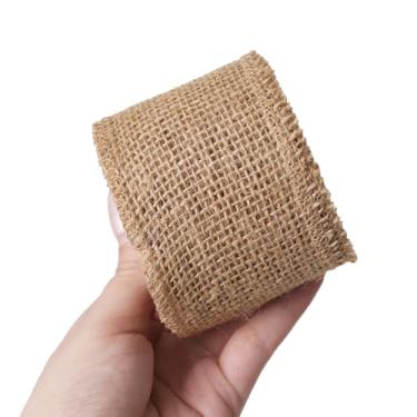 Imagem de KEPYDRMTF Rolo de tecido de serapilheira natural de 7,6 cm, fita de juta para embrulhar presentes, projetos de artesanato, decoração de casamento, decoração de casa (serapilheira, 7,6 cm x 15 pés)