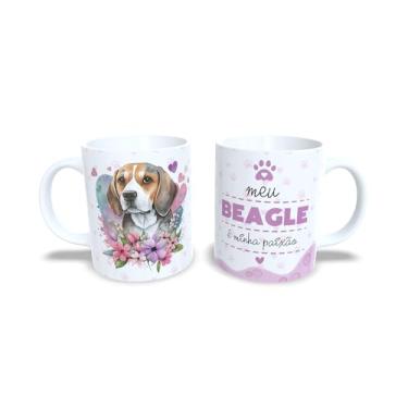 Imagem de Caneca de Cerâmica Yorkshire Terrier, Design Artístico com Flores e Corações, Branca, 325ml, Presente para Amantes de Pets (13177)