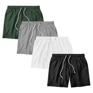 Imagem de Kit 4 Shorts Bermuda Masculino Tactel Liso Praia Academia-Masculino