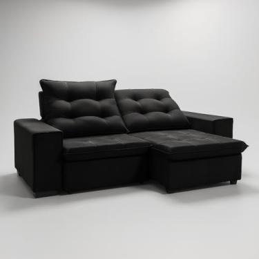 Imagem de Sofá Conforto Plus Reclinável e Retrátil Aurora Veludo LIMOV (Preto, 2,50m)