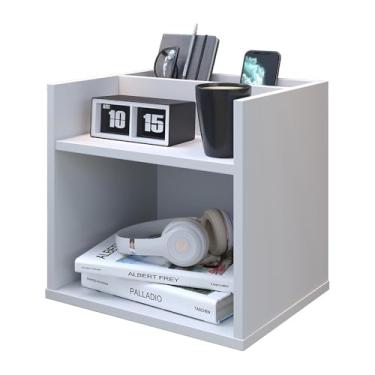 Imagem de Mesa de Cabeceira Suspensa com Porta Objetos Celular e Nicho Madri (Branco)