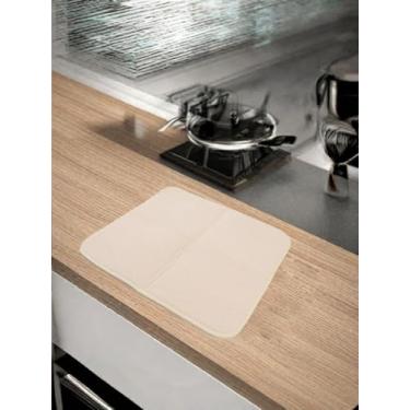 Imagem de Pacote com 1 tapete de secagem de pratos de microfibra para balcão de cozinha tapete escorredor de pratos absorventes bege