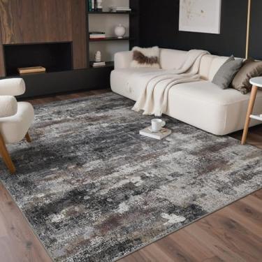 Imagem de GENIMO Tapetes de área de 15 x 23 cm para sala de estar, tapete abstrato moderno de pelo baixo com almofada antiderrapante, tapete macio resistente a vincos, tapetes de peça única para quarto, sala de