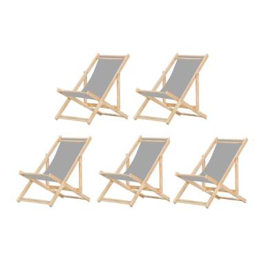 Imagem de Kit 5 Cadeiras Espreguiçadeira Dobrável Sb-cinza