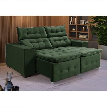 Imagem de Sofá Retratil Reclinável 3 Lugares Pillow Em Veludo 1,90 Verde Azul