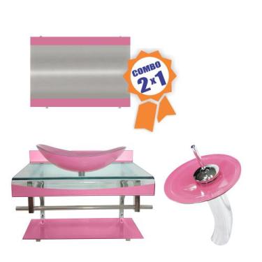 Imagem de Combo 2 em 1 - Gabinete 90cm Luxemburgo + Torneira Ibiza - EKASA, Rosa