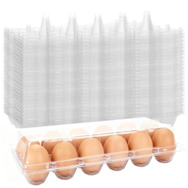 Imagem de FUNSUEI Pacote Com 50 Caixas De Plástico Para Ovos A Granel, 12 Reutilizáveis, Transparentes, 1 Dúzia Suportes Bandejas Frango Geladeira, Armazenamento, Presente, Venda, Exibição