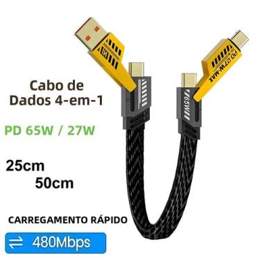 Imagem de Cabo De Dados USB Tipo C De Carregamento Rápido 65W 4 Em 1 Para iPhone