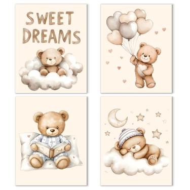 Imagem de Noaleviax Conjunto de pôster de urso de bebê - decoração temática de urso de berçário, Goon Night Kids Room Posters Pictures Wall Art for Bedroom Nursery Toddler Kids Girls Boys Decor, 20 x 25 sem