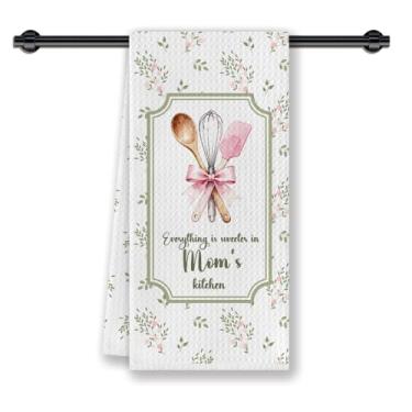 Imagem de CosxHabitat Toalhas de prato de cozinha rústicas para mãe, presentes de aniversário, Natal, Dia das Mães, presentes de mãe de filha, filho, crianças, toalhas de chá de mão decorativas para cozinha, 40