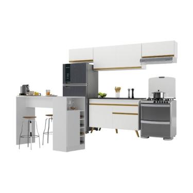 Imagem de Armário De Cozinha Modulado Com Bancada Veneza Multimóveis Mp2212 Branco/dourado Branco/dourado