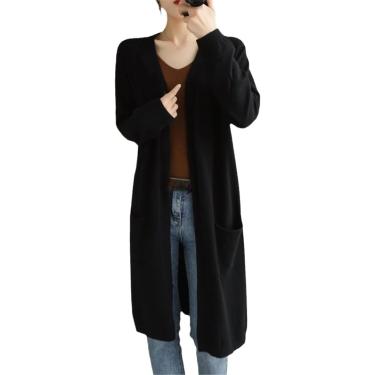 Imagem de Cardigans De Caxemira Feminino Outono E Inverno Casual Longo Tricotado Com Decote Em V, As Shown5, L