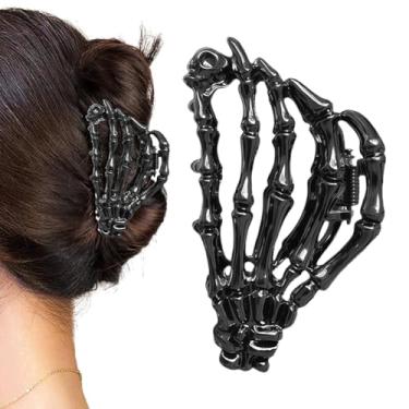 Imagem de Clipes de cabelo de Halloween para mulheres, clipes de cabelo góticos de metal para acessórios de estilo de Halloween - Mão esqueleto
