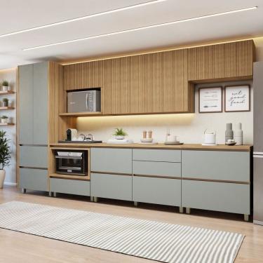 Imagem de Cozinha Completa Modulada 7 Peças 8 Portas 8 Gavetas Norten Nature-verde