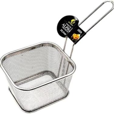 Imagem de Cesto para Fritura em Aço Inoxidável, 21,3cm Diâmetro, 6cm Altura, com Cabo Longo, Resistente à Corrosão, para Batata Frita e Petiscos