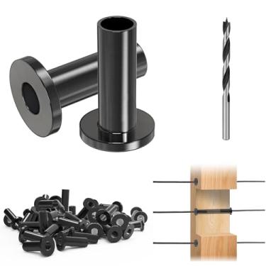 Imagem de Steel DN Mate Pacote com 50 capas protetoras de aço inoxidável pretas para cabo de aço inoxidável de 1/20.3 cm, 5/81.3 cm, 3/40.6 cm para haste de madeira, kit de trilhos de cabo de grau marítimo