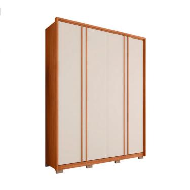 Imagem de Guarda-Roupa Solteiro Gladiador 4 Portas 3 Gavetas Freijó e Off White
