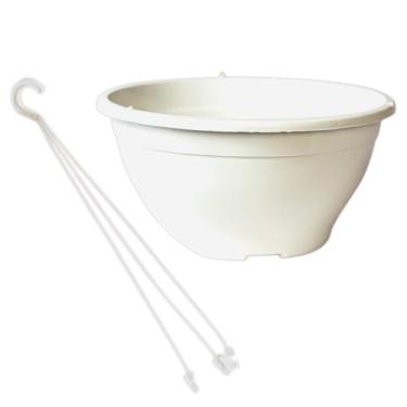 Imagem de kit 15 vasos cuia tamanho 21 de 2 litros + 15 hastes para pendurar plantas pendentes samambaias e suculentas (BRANCO)