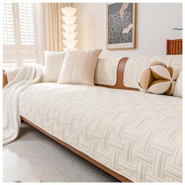 Imagem de SPXMQSS Capa de sofá de veludo cristal em forma de L, protetor de sofá quente e espesso, capa de almofada universal antiderrapante lavável B 110 x 110 cm