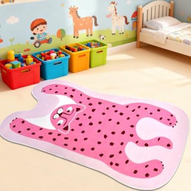 Imagem de Lacomfy Tapete infantil com estampa de leopardo, rosa em forma de animal, tapete para quarto de crianças, quarto, desenho animado, corredor, rosa escuro, tapete fofo para adolescentes e meninas,