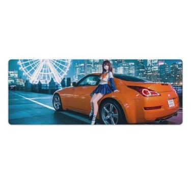 Imagem de HouLaiZhe Sailor Suit Anime Girl JDM 350Z roda gigante tapetes de mouse para jogos JDM tapetes de mesa de carro grandes para teclado de mesa tapete de computador 30 x 80 cm