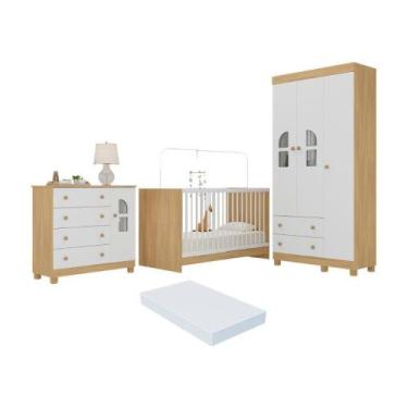 Imagem de Quarto De Bebê Completo Com Berço 3 Em 1 Colchão Incluso Nina Multimóv