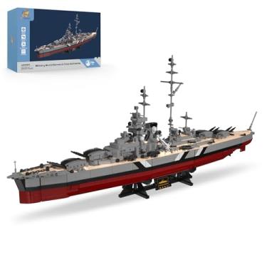 Imagem de Conjunto de construção de navio de guerra alemão Bismarck para adultos, kit de blocos de construção de navio militar da Segunda Guerra Mundial, modelo colecionável de exibição de navio de guerra para