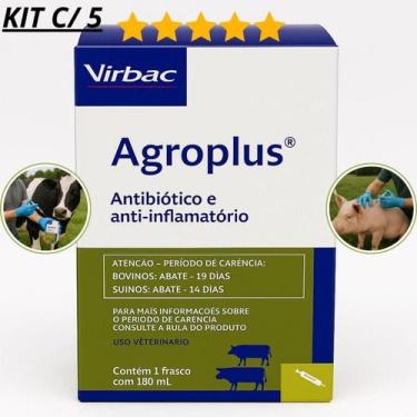 Imagem de Kit com 5 virbac agroplus 100 ml para bovinos e suínos