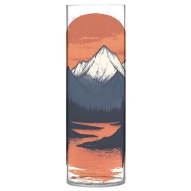 Imagem de xigua Vaso transparente para montanhas e árvores para decoração de casa, vaso de plástico de flores para sua cozinha, quarto, escritório, sala de estar, banheiro