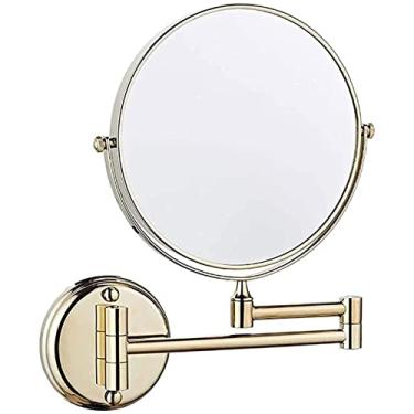 Imagem de Espelho de maquiagem montado na parede, espelho de banheiro espelho de maquiagem redondo de 20 cm espelho de maquiagem dupla face rotação 360