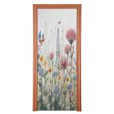 Imagem de Wassud Capa de porta de arbustos de cores vivas, decoração de casa, faixa elástica lavável para porta interna para varanda e porta da frente 98 polegadas