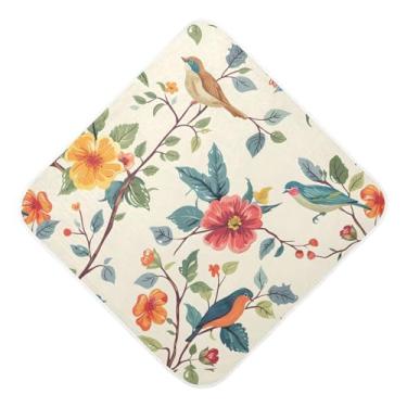 Imagem de Toalhas de bebê com capuz ultra macias absorventes toalha de bebê flores de pássaro musselina algodão toalhas de banho para recém-nascidos crianças pequenas 35x35 polegadas