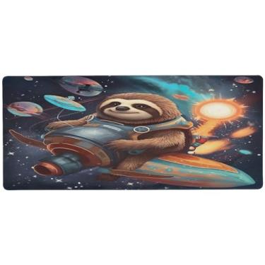 Imagem de Wassud Lindo mouse pad preguiça para jogos com base de borracha antiderrapante, mouse pad longo para teclado de computador com borda costurada, almofada grande à prova d'água para escritório, casa