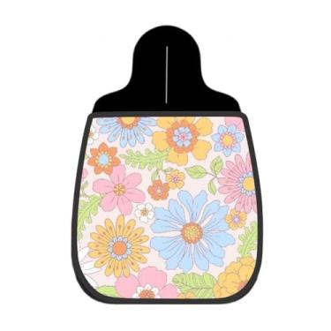 Imagem de Lixeira De Carro Organizador Flores Coloridas Retrô Fundo Rosado