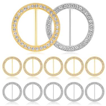 Imagem de WJIAAA 12 anéis de cachecol de strass para mulheres, clipes de camiseta de ouro e prata, acessórios de roupas de liga de liga para mulheres, fivela decorativa para cachecóis, xale, camisas, gravatas