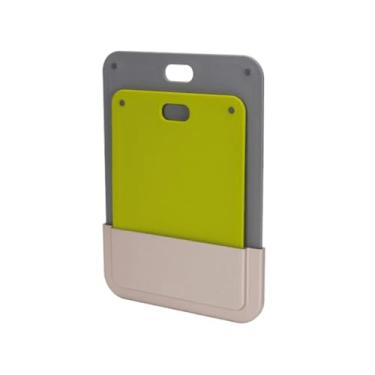 Imagem de Conjunto de Tábuas de Corte de Carne e Vegetais com Estojo e Suporte de Armazenamento de Alça Adesivo para Parede Organizador Sem Furos