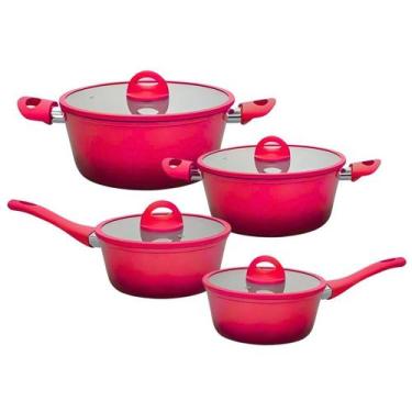 Imagem de Kit 2 Caçarola + 2 Panela Miami Vermelho Degrade - AL190 - Casambiente