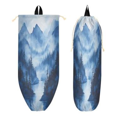 Imagem de xigua Mountains Suporte de parede para saco de plástico com cordão 1 pacote, organizador de sacolas de supermercado reutilizável para bolsas, meias, roupas íntimas e gravatas