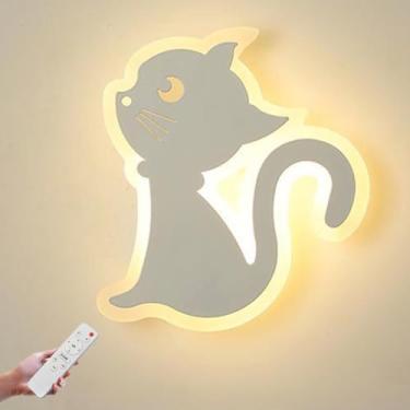 Imagem de Luminária de parede em formato de coruja com sensor de movimento, sem fio e a bateria, para uso interno, sem necessidade de conexão à energia. Luz noturna RGB com LED, em formato de animal,