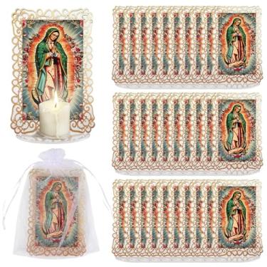 Imagem de Conjunto de 30 molduras de acrílico de Nossa Senhora de Guadalupe de Virgem de Guadalupe com sacos de presente de organza, lembrancinhas de batismo para convidados, centros de mesa de primeira