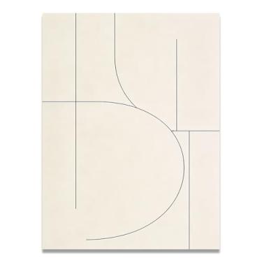 Imagem de Blocos simplificados Arte em tela minimalista: Serenidade tons neutros grande área em branco para decoração de espaço calmo 30 x 45 cm sem moldura