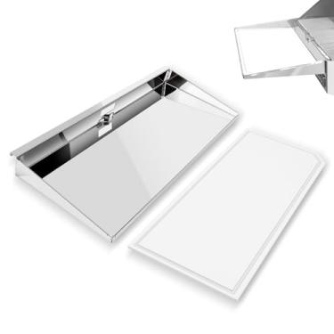 Imagem de Prateleira retangular para servir grelha A10-902 com tábua de corte removível para churrasqueiras retangulares de 23 x 45 cm ou maiores, aço inoxidável de grau alimentício ideal para acampamento