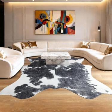 Imagem de Easycozy Tapete de couro sintético com estampa de vaca: 20 x 25 cm, couro bovino sintético, estampa de vaca espessa para quarto, sala de estar, decoração de escritório em casa