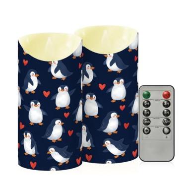 Imagem de Wassud Pacote com 2 velas divertidas pinguins sem chama com controle remoto, velas realistas cintilantes com temporizador, velas decorativas para Natal, casamento, festa, decoração de casa média